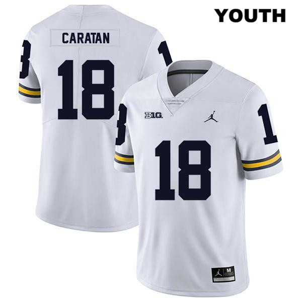 Youth NCAA Michigan Wolverines George Caratan #18 White Jordan Brand Authentic Stitched Legend Football College Jersey FB25L65QT